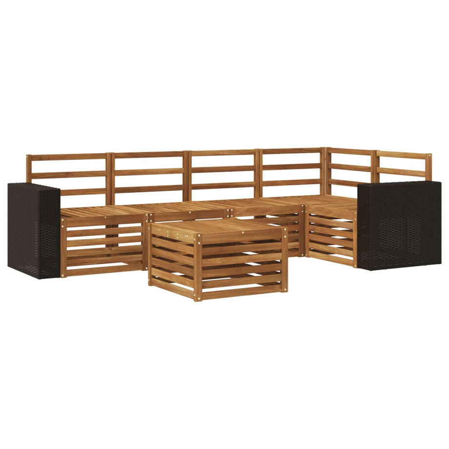 vidaXL Hoekbank Set 6 pcs Naturel Massief Acaciahout afbeelding 1