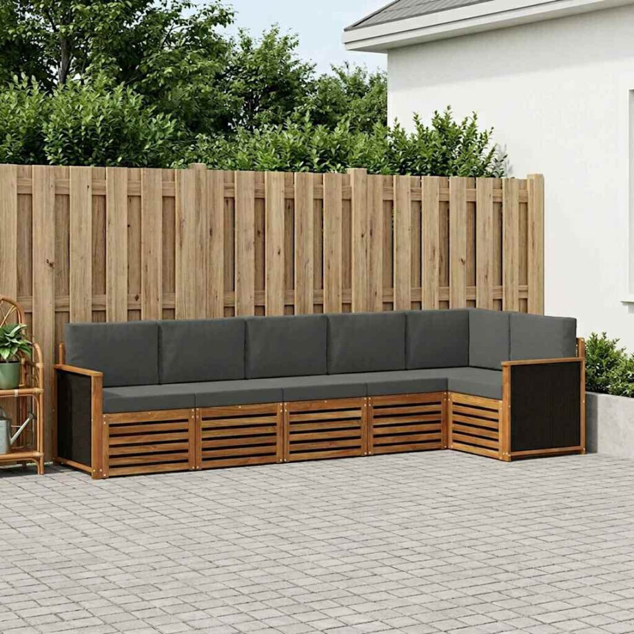 vidaXL Hoekbank Set met kussen 5 pcs Natuurlijk en Antraciet vidaXL Hoekbank Set met kussen 5 pcs Natuurlijk en Antraciet afbeelding 1