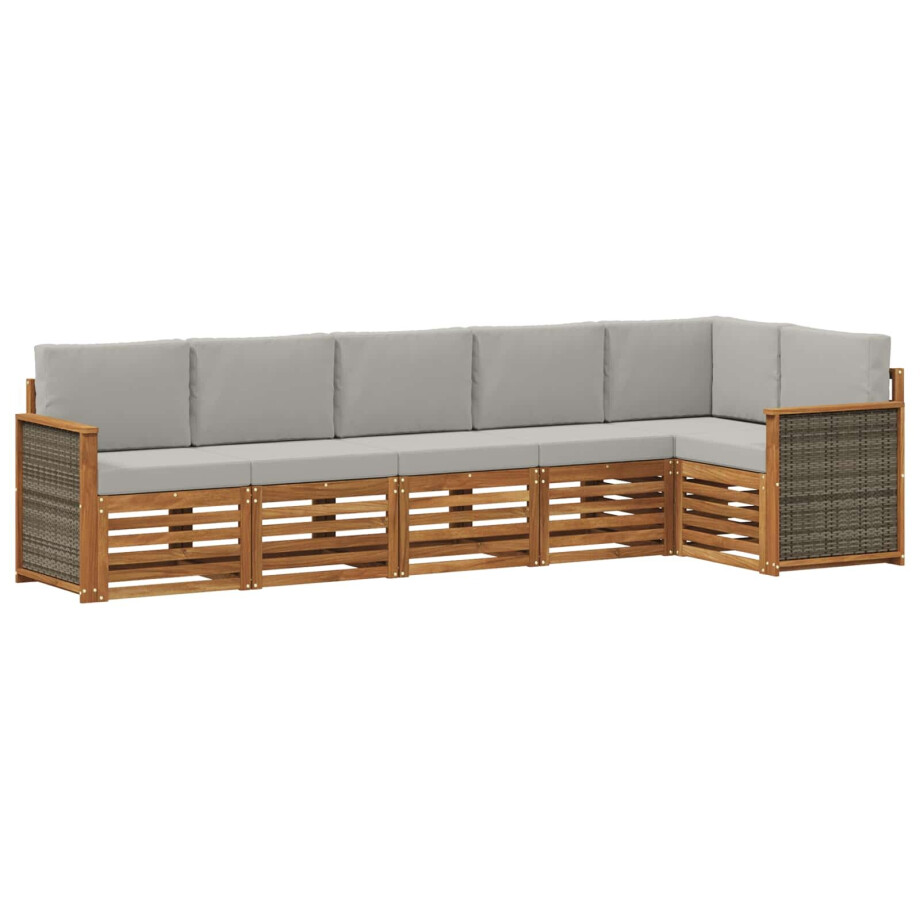 vidaXL Hoekbank Set met kussen 5 pcs Naturel en lichtgrijs vidaXL Hoekbank Set met kussen 5 pcs Naturel en lichtgrijs afbeelding 1