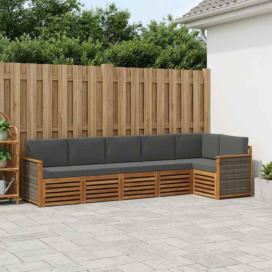 vidaXL Hoekbank Set met kussen 5 pcs Natuurlijk en Antraciet vidaXL Hoekbank Set met kussen 5 pcs Natuurlijk en Antraciet afbeelding 1