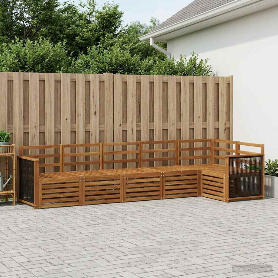 vidaXL Hoekbank Set 5 pcs Naturel Massief Acaciahout vidaXL Hoekbank Set 5 pcs Naturel Massief Acaciahout afbeelding 1