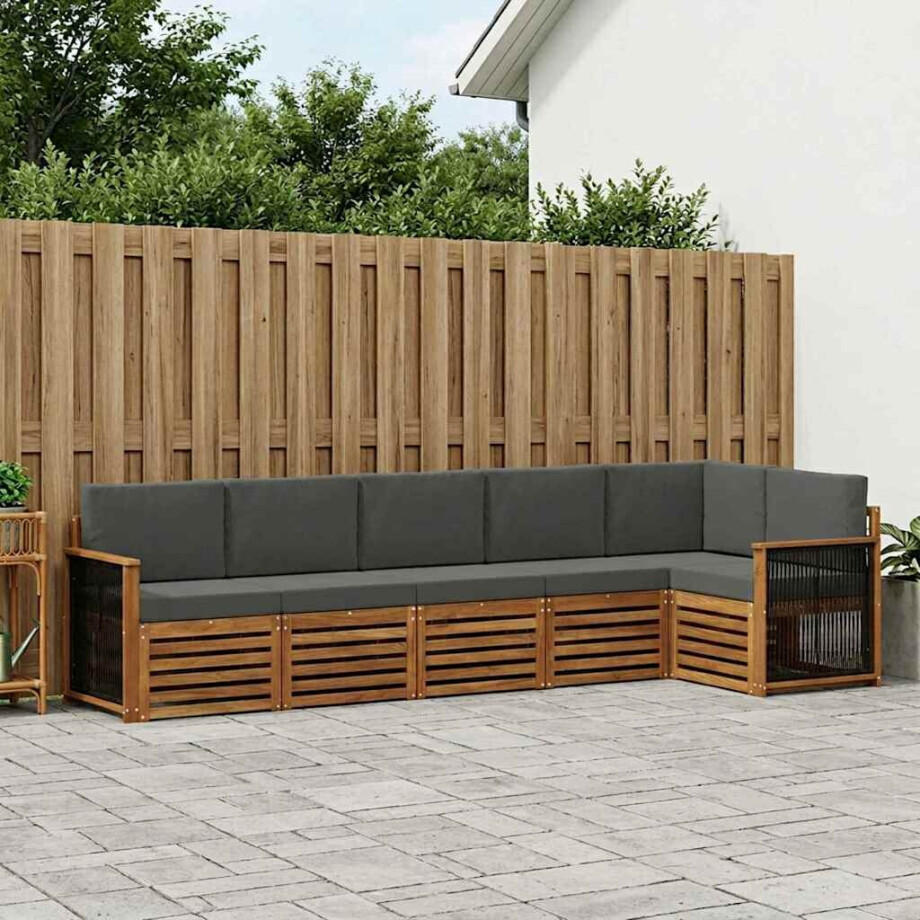 vidaXL Hoekbank Set met kussen 5 pcs Natuurlijk en Antraciet vidaXL Hoekbank Set met kussen 5 pcs Natuurlijk en Antraciet afbeelding 1
