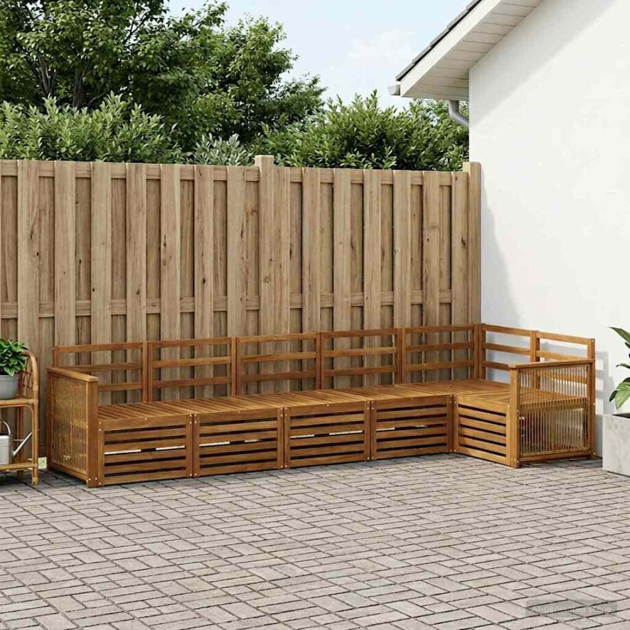 vidaXL Hoekbank Set 5 pcs Naturel Massief Acaciahout vidaXL Hoekbank Set 5 pcs Naturel Massief Acaciahout afbeelding 1