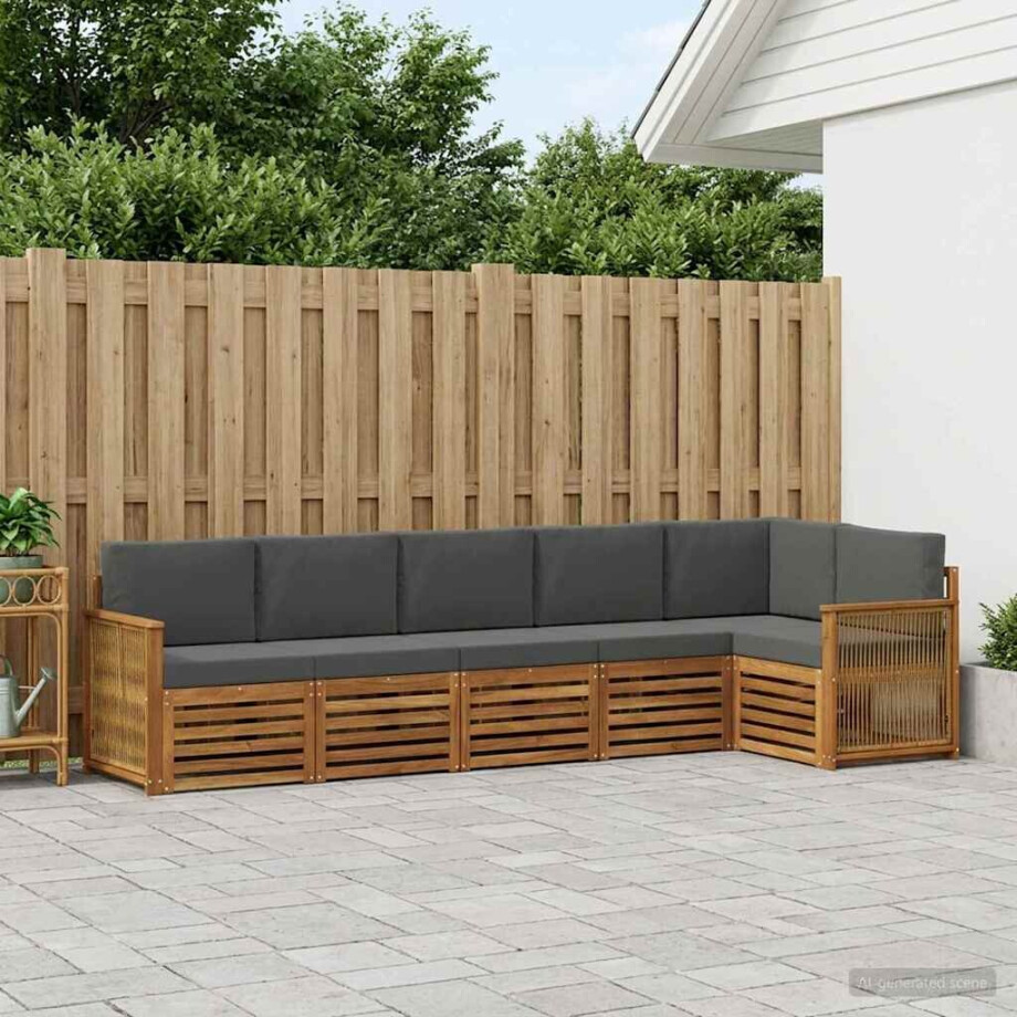 vidaXL Hoekbank Set met kussen 5 pcs Natuurlijk en Antraciet vidaXL Hoekbank Set met kussen 5 pcs Natuurlijk en Antraciet afbeelding 1