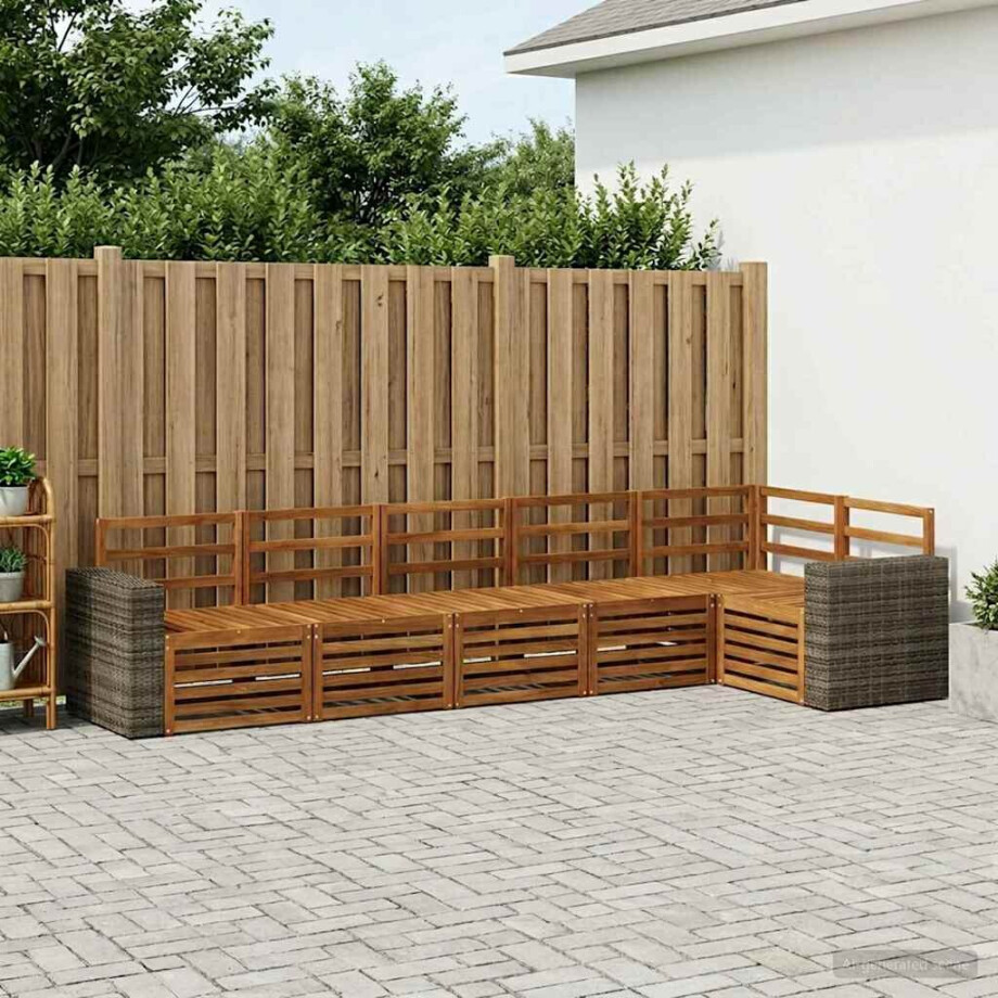 vidaXL Hoekbank Set 6 pcs Naturel Massief Acaciahout afbeelding 1