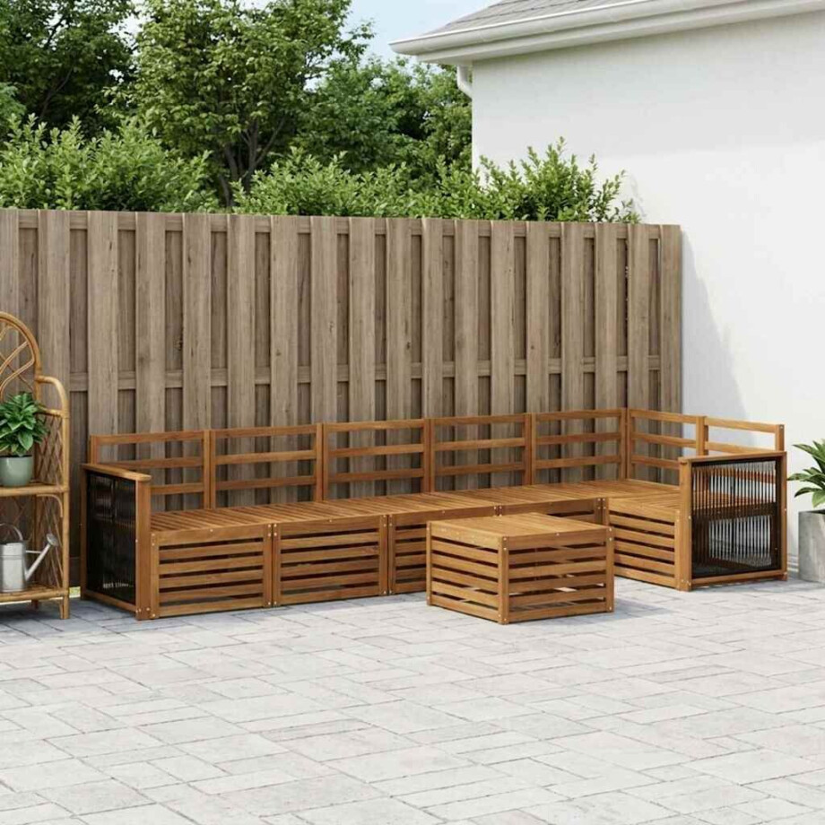 vidaXL Hoekbank Set 6 pcs Naturel Massief Acaciahout afbeelding 1