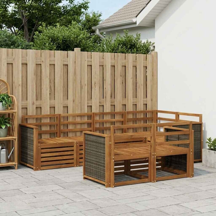 vidaXL Hoekbank Set 6 pcs Naturel Massief Acaciahout vidaXL Hoekbank Set 6 pcs Naturel Massief Acaciahout afbeelding 1