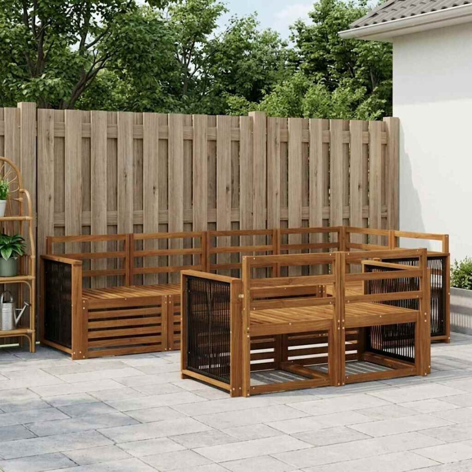 vidaXL Hoekbank Set 6 pcs Naturel Massief Acaciahout afbeelding 1
