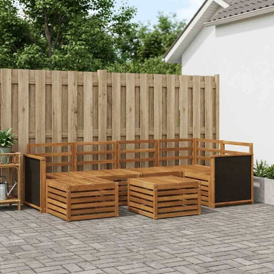 vidaXL Hoekbank Set 6 pcs Naturel Massief Acaciahout afbeelding 1