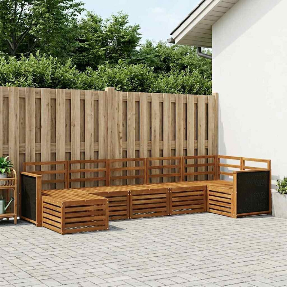 vidaXL Hoekbank Set 6 pcs Naturel Massief Acaciahout afbeelding 1