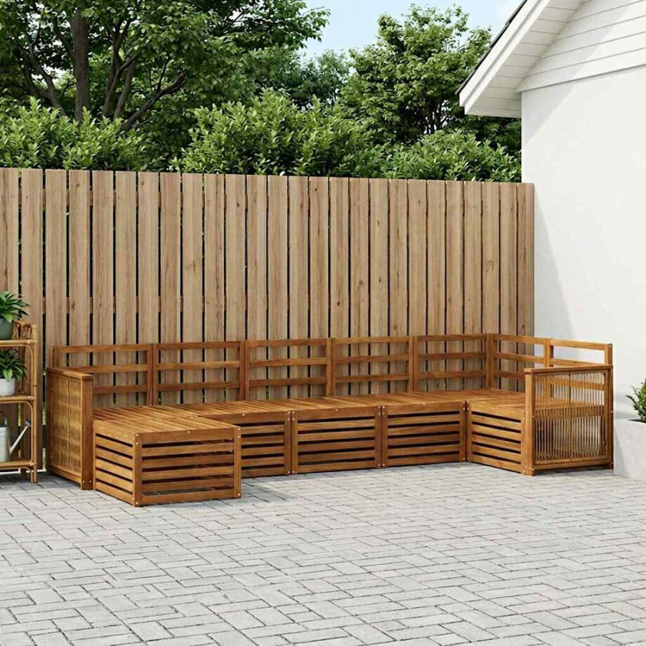 vidaXL Hoekbank Set 6 pcs Naturel Massief Acaciahout vidaXL Hoekbank Set 6 pcs Naturel Massief Acaciahout afbeelding 1