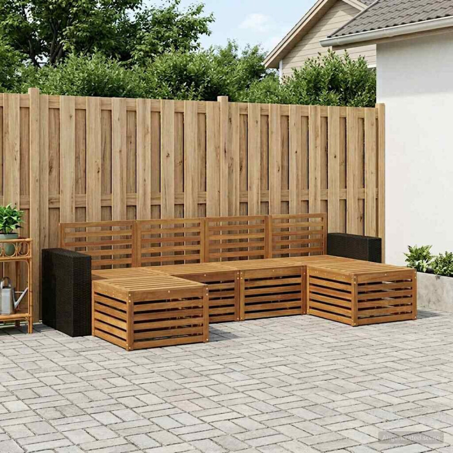 vidaXL Sofa-Sets 6 pcs Naturel Massief Acaciahout vidaXL Sofa-Sets 6 pcs Naturel Massief Acaciahout afbeelding 1