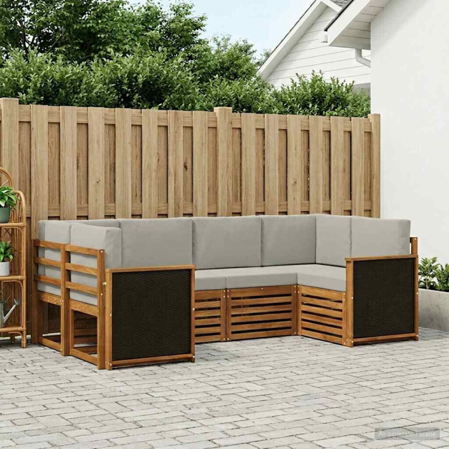 vidaXL Hoekbank Set met kussen 5 pcs afbeelding 1
