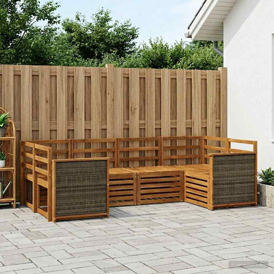 vidaXL Hoekbank Set 5 pcs Naturel Massief Acaciahout vidaXL Hoekbank Set 5 pcs Naturel Massief Acaciahout afbeelding 1