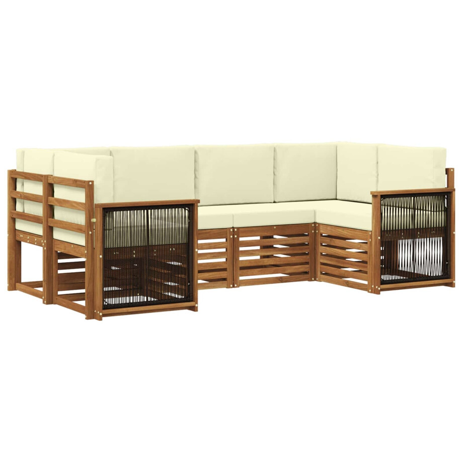 vidaXL Hoekbank Set met kussen 5 pcs Natuurlijk en Crème vidaXL Hoekbank Set met kussen 5 pcs Natuurlijk en Crème afbeelding 1