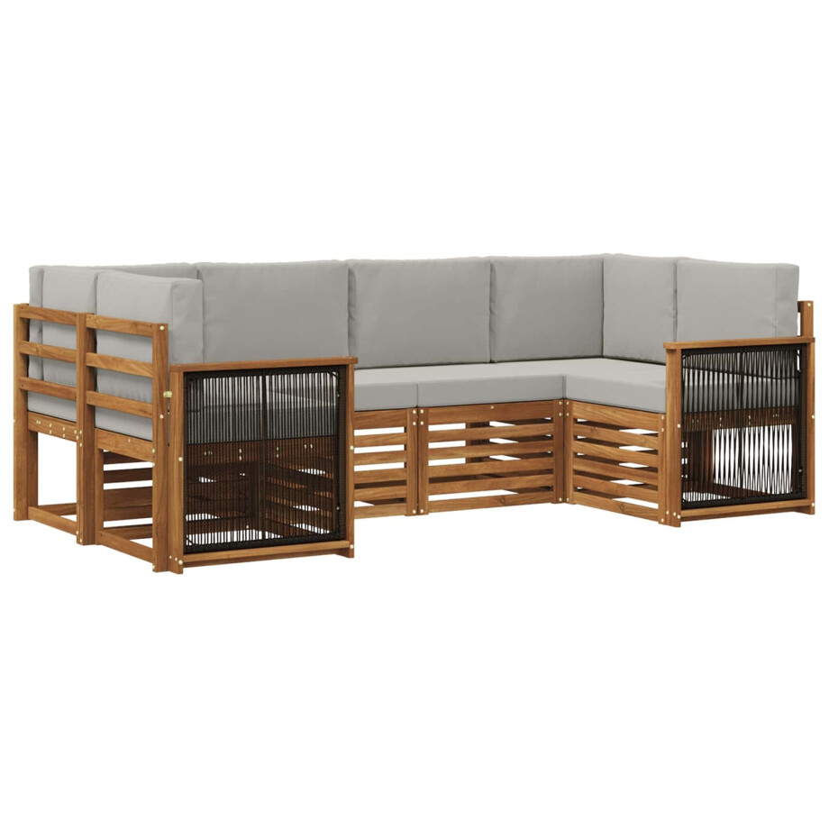 vidaXL Hoekbank Set met kussen 5 pcs Naturel en lichtgrijs afbeelding 1