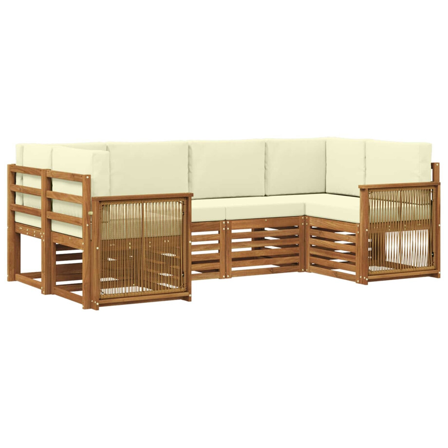 vidaXL Hoekbank Set met kussen 5 pcs Natuurlijk en Crème vidaXL Hoekbank Set met kussen 5 pcs Natuurlijk en Crème afbeelding 1