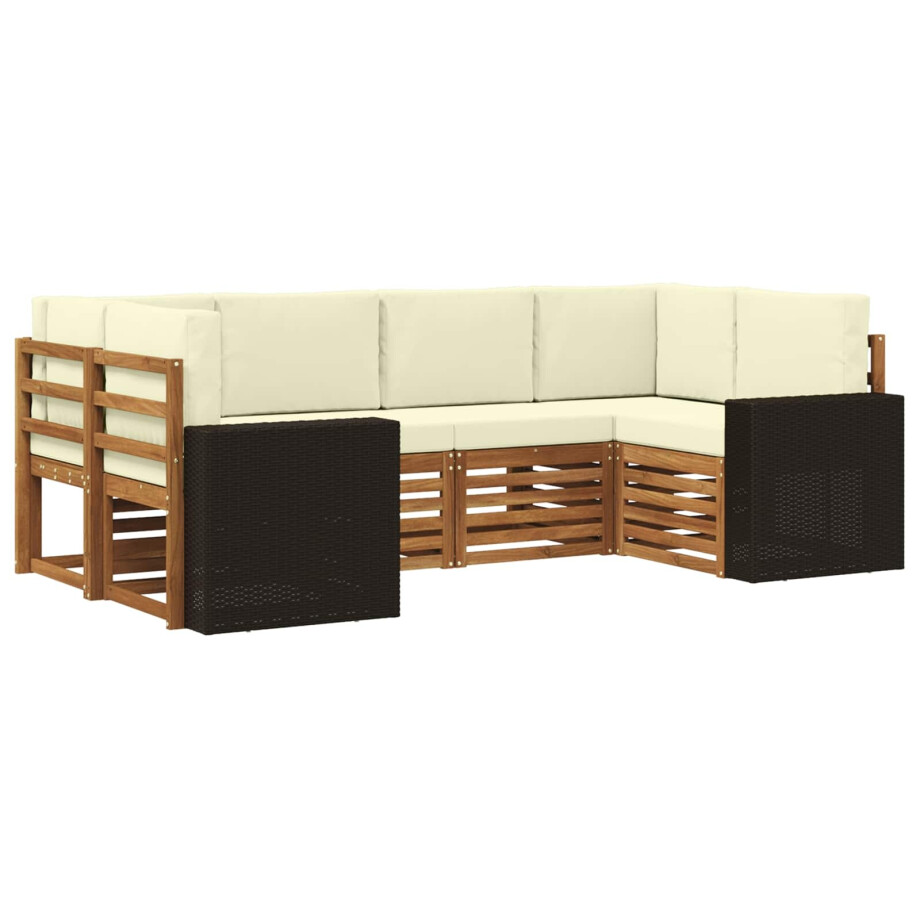 vidaXL Hoekbank Set met kussen 6 pcs Natuurlijk en Crème Polyester vidaXL Hoekbank Set met kussen 6 pcs Natuurlijk en Crème Polyester afbeelding 1
