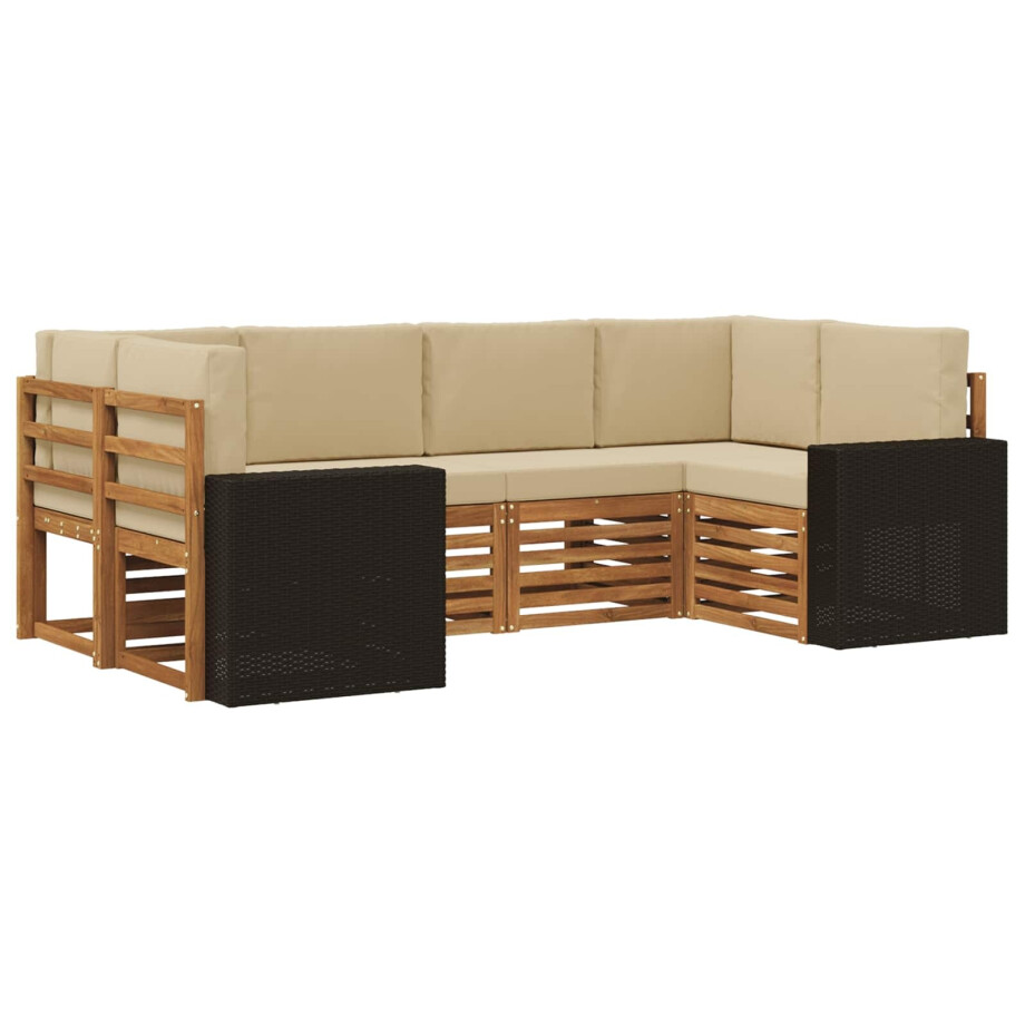 vidaXL Hoekbank Set met kussen 6 pcs Natuurlijk en Beige Polyester vidaXL Hoekbank Set met kussen 6 pcs Natuurlijk en Beige Polyester afbeelding 1
