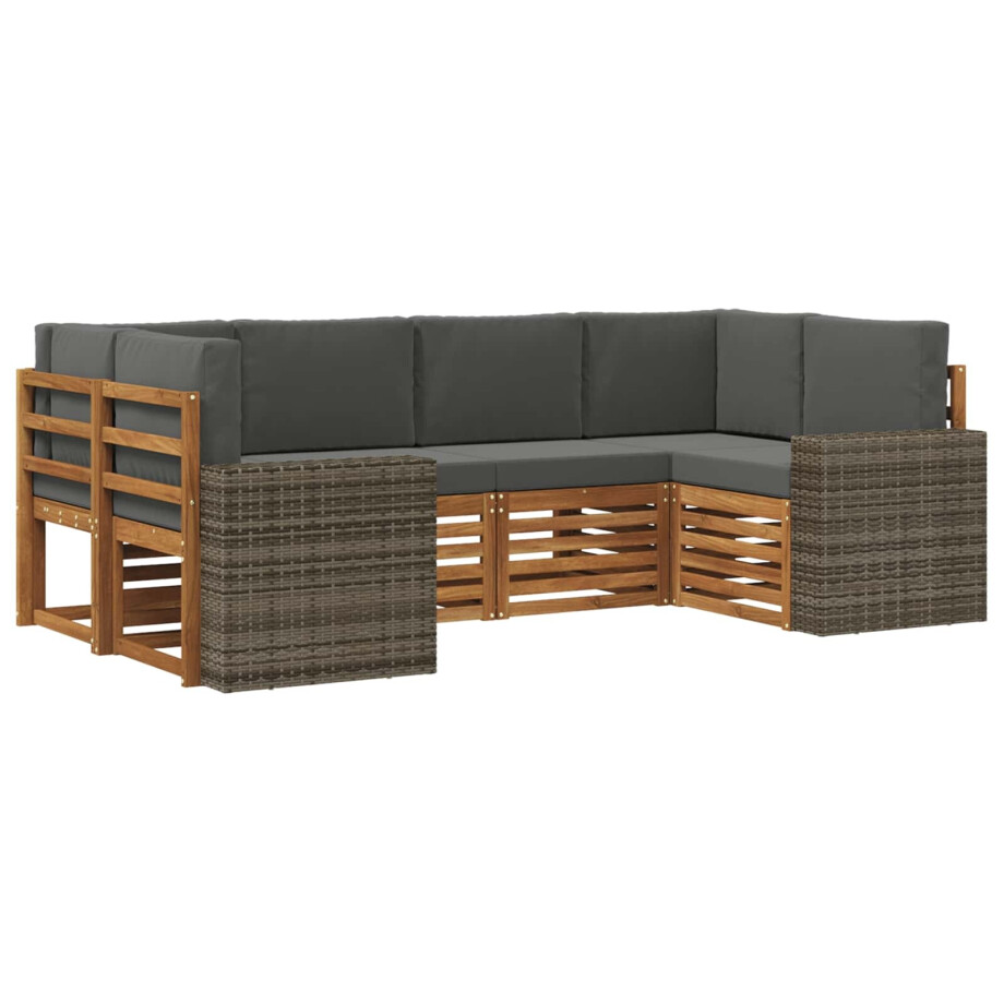 vidaXL Hoekbank Set met kussen 6 pcs Natuurlijk en Antraciet Polyester vidaXL Hoekbank Set met kussen 6 pcs Natuurlijk en Antraciet Polyester afbeelding 1