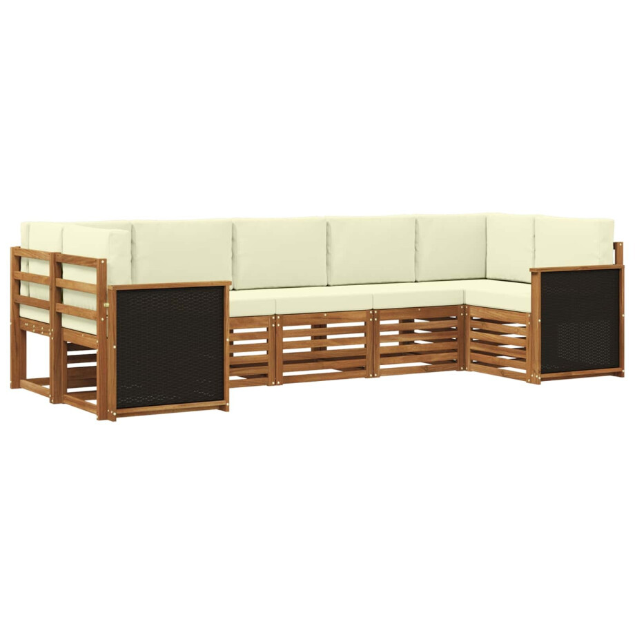 vidaXL Hoekbank Set met kussen 6 pcs Natuurlijk en Crème afbeelding 1