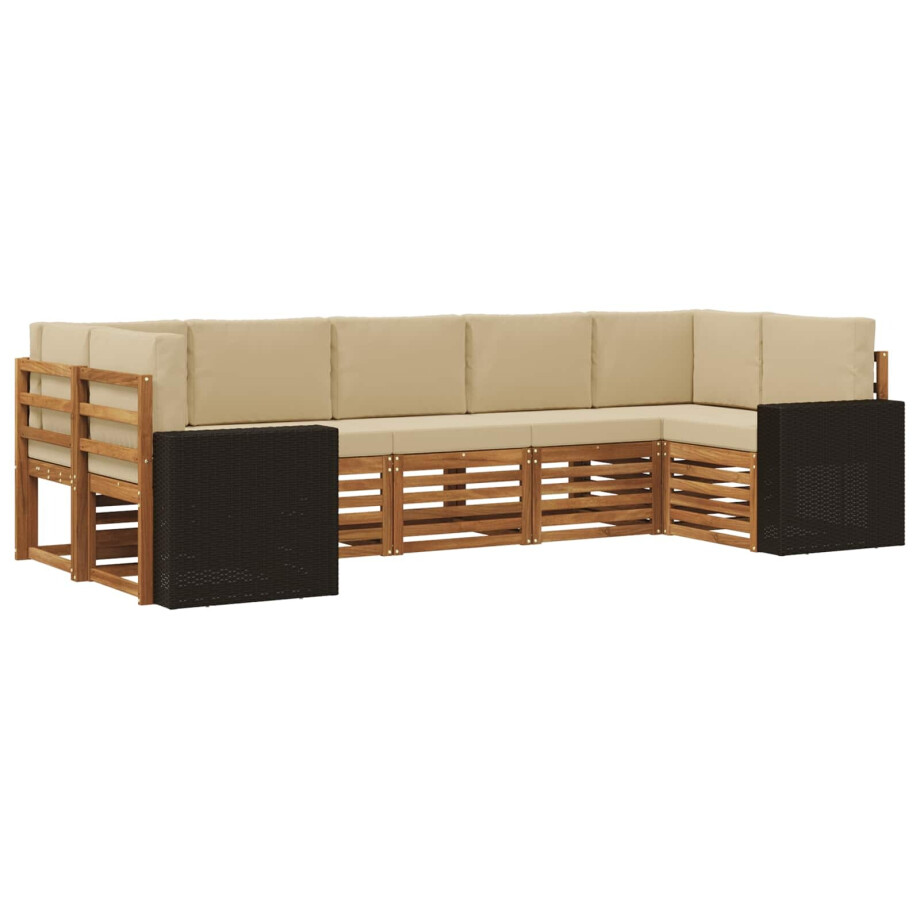 vidaXL Hoekbank Set met kussen 7 pcs Natuurlijk en Beige Polyester vidaXL Hoekbank Set met kussen 7 pcs Natuurlijk en Beige Polyester afbeelding 1