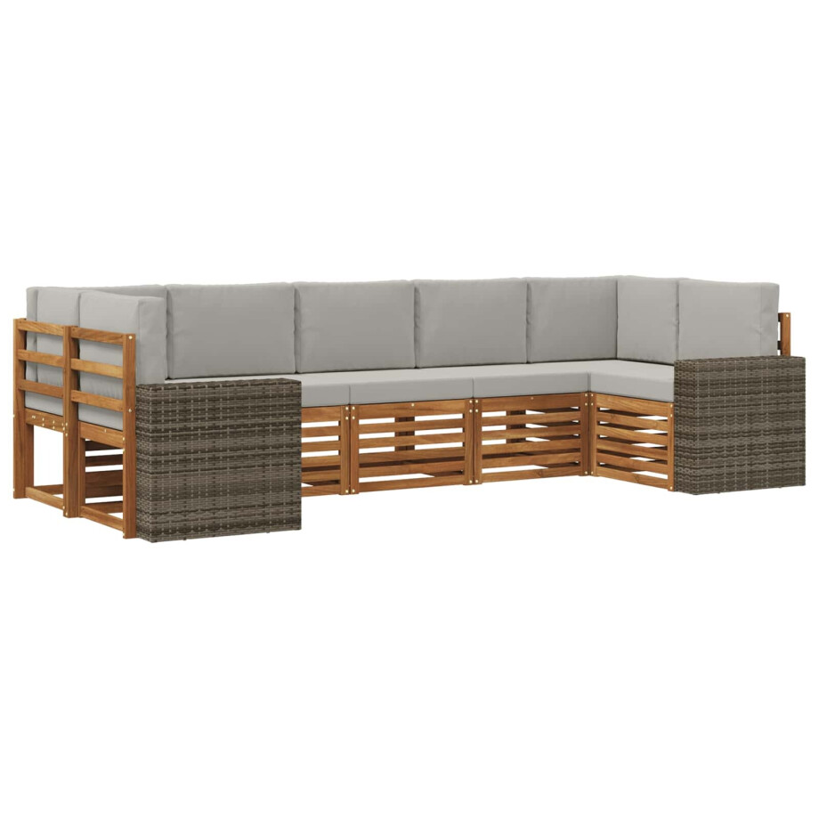 vidaXL Hoekbank Set met kussen 7 pcs Naturel en lichtgrijs Polyester vidaXL Hoekbank Set met kussen 7 pcs Naturel en lichtgrijs Polyester afbeelding 1