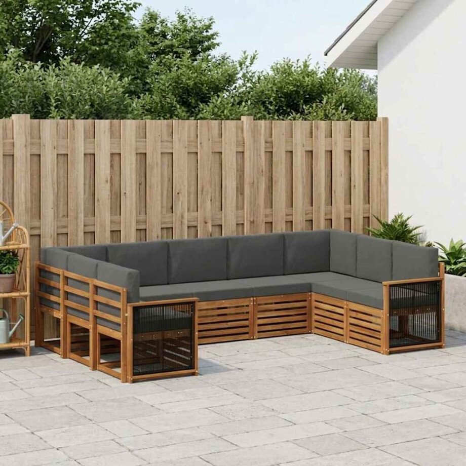 vidaXL Hoekbank Set met kussen 7 pcs Natuurlijk en Antraciet vidaXL Hoekbank Set met kussen 7 pcs Natuurlijk en Antraciet afbeelding 1