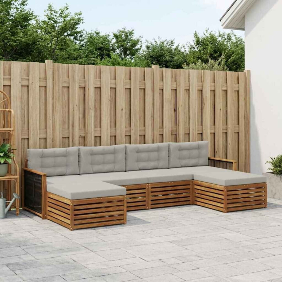 vidaXL Sofa-Sets met kussen 6 pcs Massief Acaciahout afbeelding 1