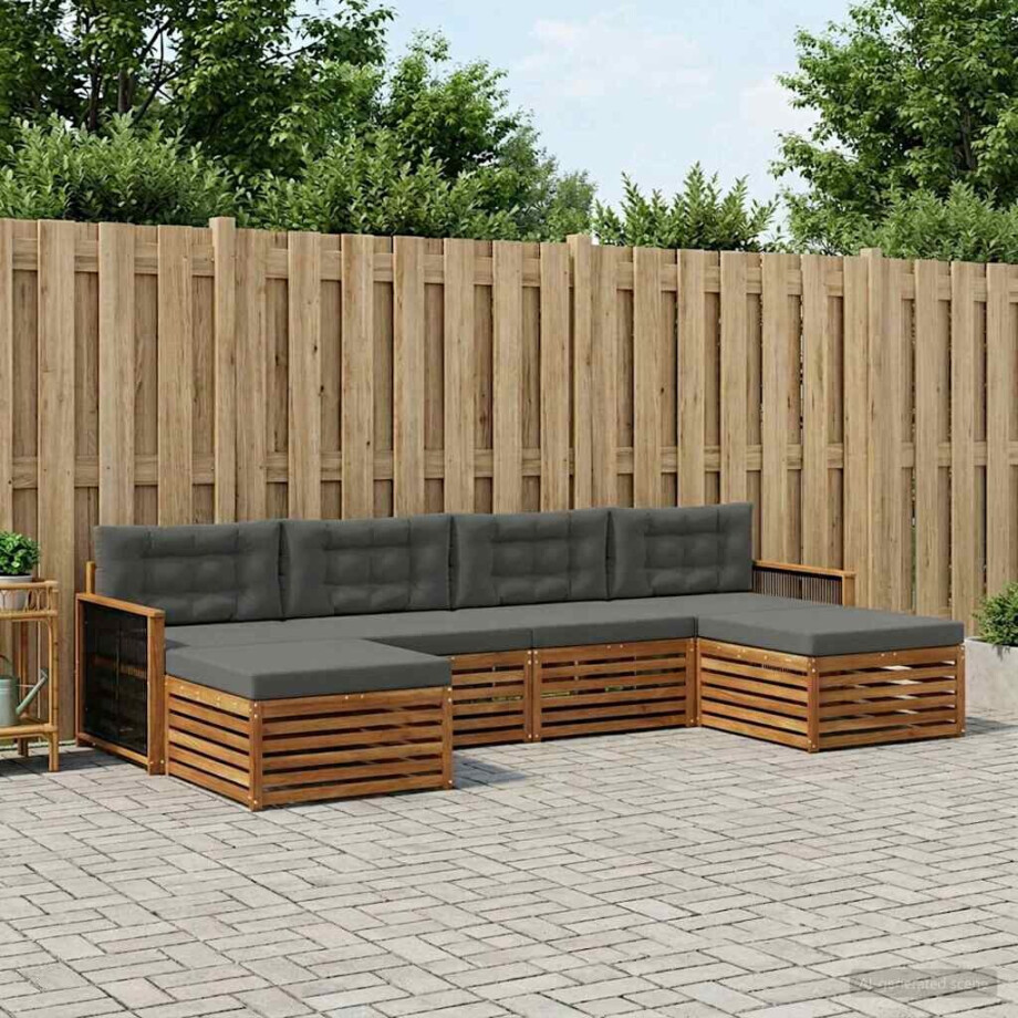 vidaXL Sofa-Sets met kussen 6 pcs Massief Acaciahout afbeelding 1