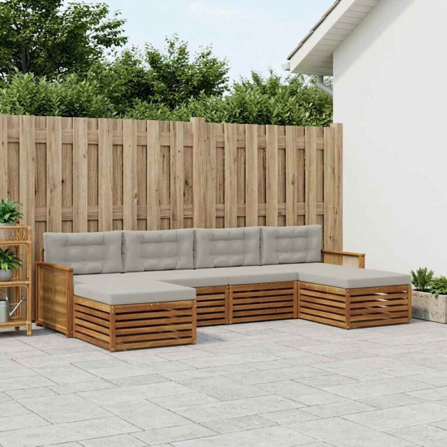 vidaXL Sofa-Sets met kussen 6 pcs Massief Acaciahout afbeelding 1