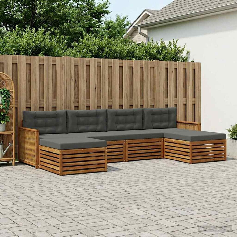 vidaXL Sofa-Sets met kussen 6 pcs Massief Acaciahout afbeelding 1