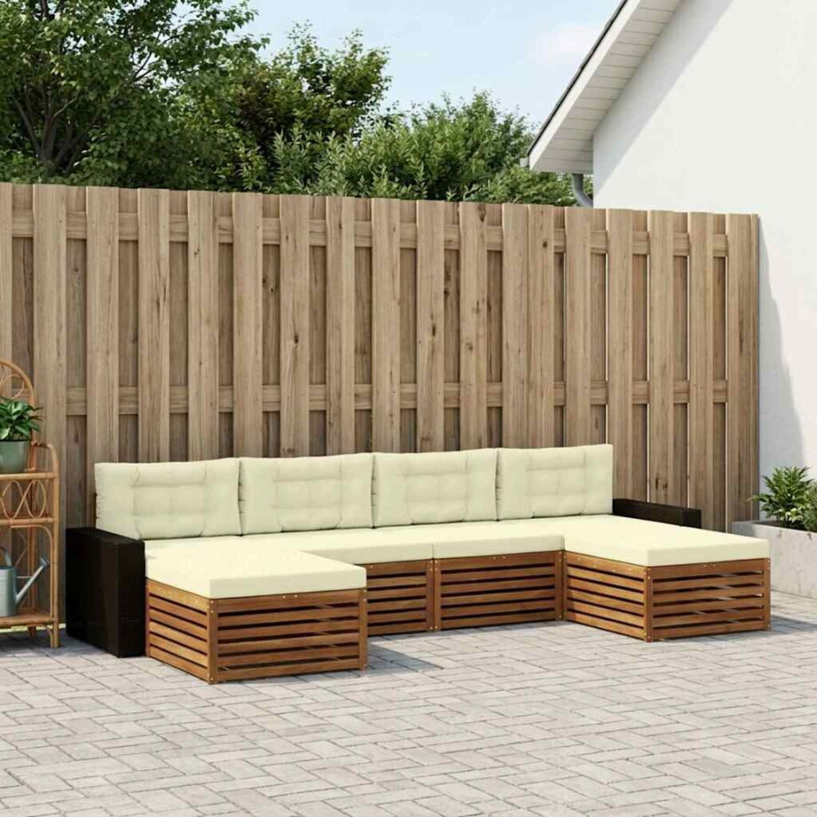 vidaXL Sofa-Sets met kussen 6 pcs Massief Acaciahout afbeelding 1