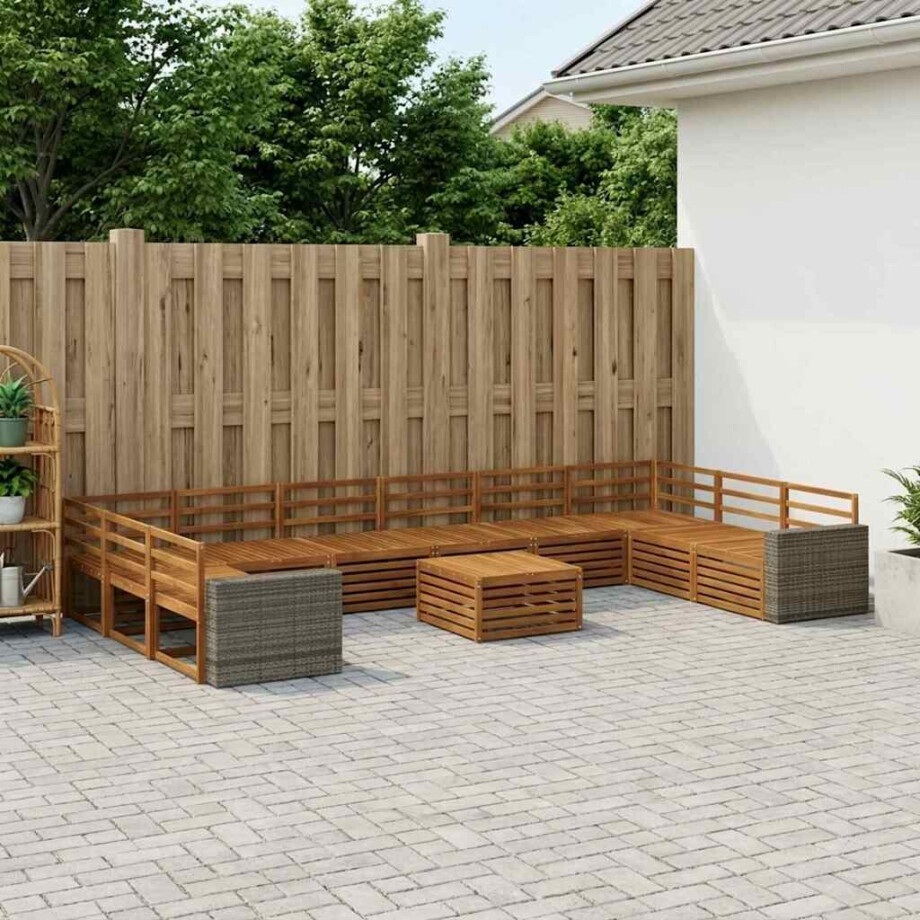 vidaXL Sofa-Sets 11 pcs Massief Acaciahout vidaXL Sofa-Sets 11 pcs Massief Acaciahout afbeelding 1