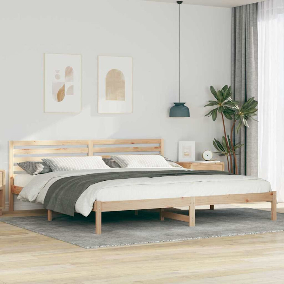 vidaXL Bedframe met hoofdeinde Bruin 180 x 220 cm Massief grenenhout vidaXL Bedframe met hoofdeinde Bruin 180 x 220 cm Massief grenenhout afbeelding 1