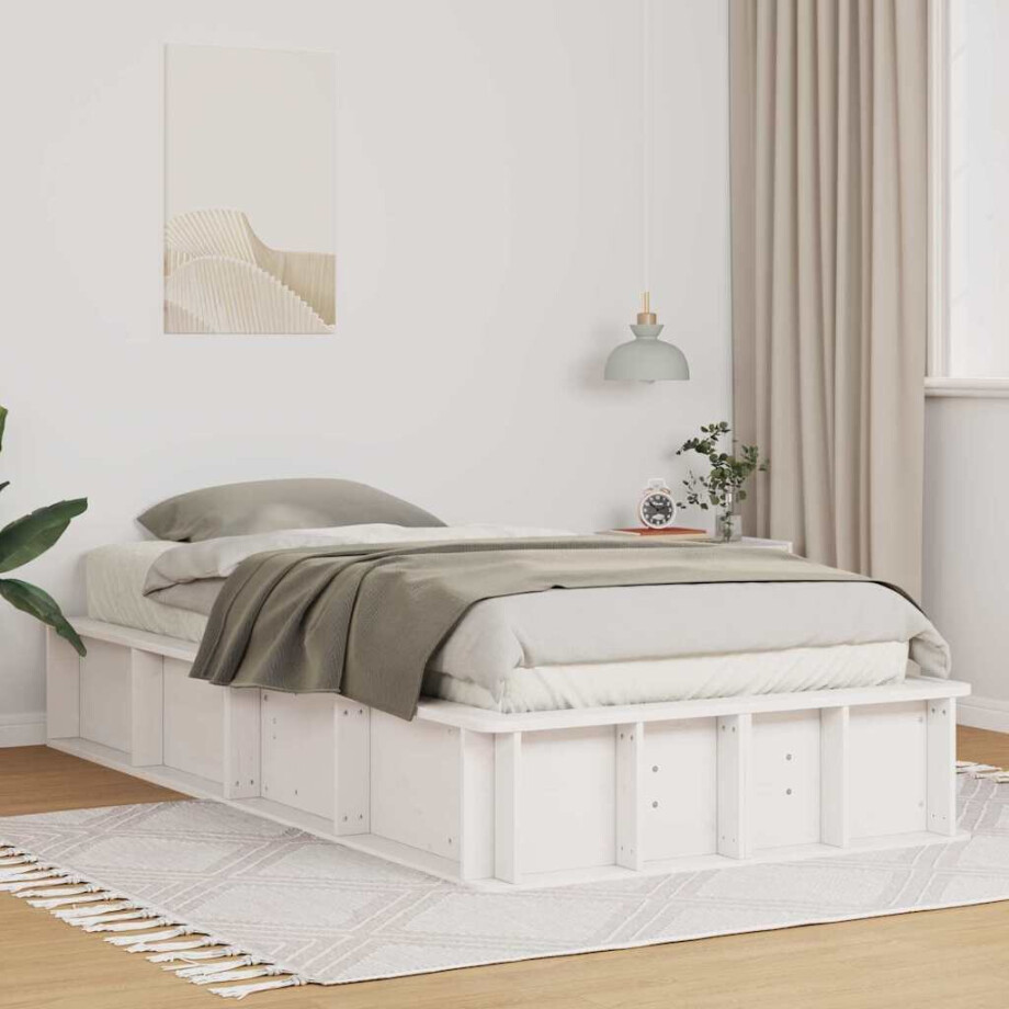 vidaXL Bedframe Wit 75 x 190 cm Massief grenenhout afbeelding 1