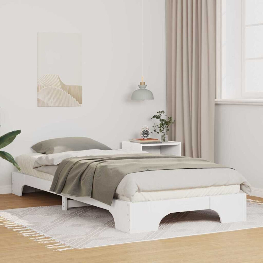 vidaXL Bedframe Wit 90 x 210 cm Massief grenenhout afbeelding 1