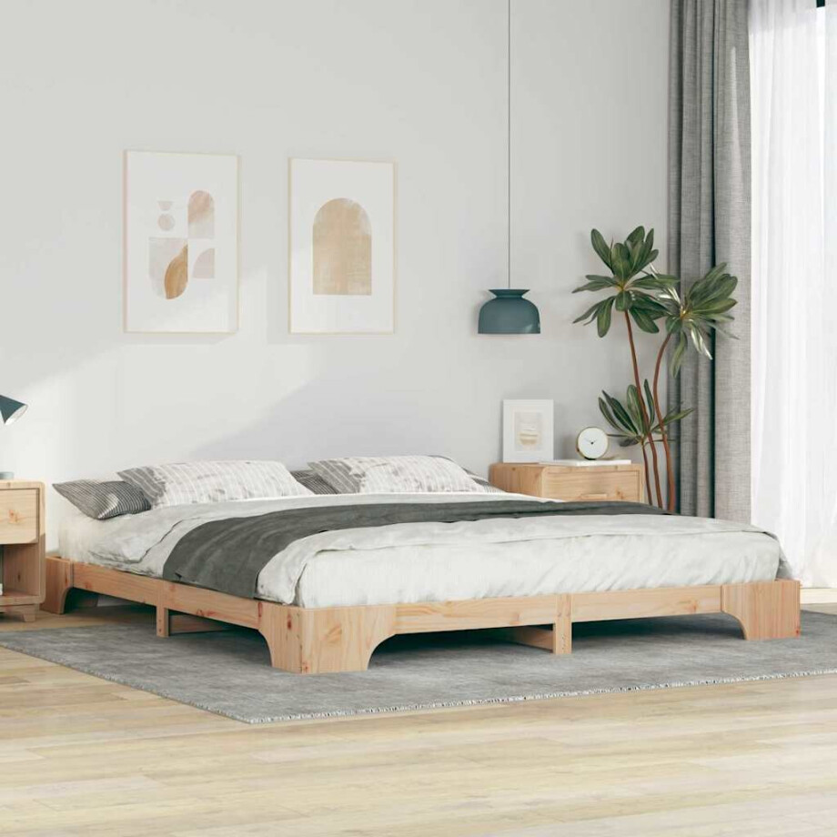 vidaXL Bedframe Bruin 200 x 210 cm Massief grenenhout vidaXL Bedframe Bruin 200 x 210 cm Massief grenenhout afbeelding 1
