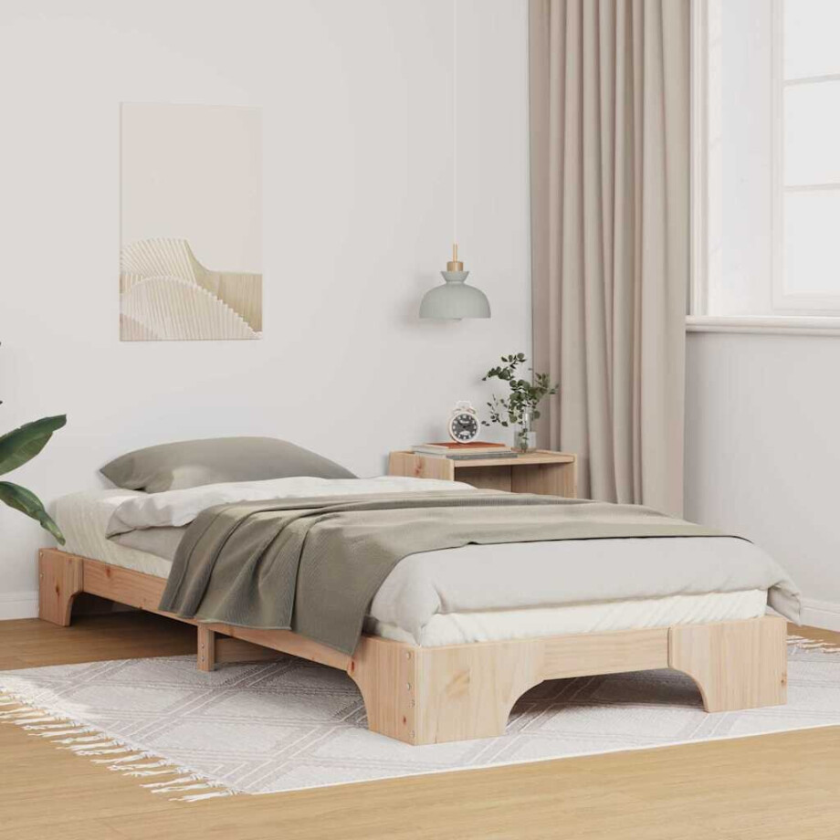 vidaXL Bedframe Bruin 100 x 220 cm Massief grenenhout vidaXL Bedframe Bruin 100 x 220 cm Massief grenenhout afbeelding 1