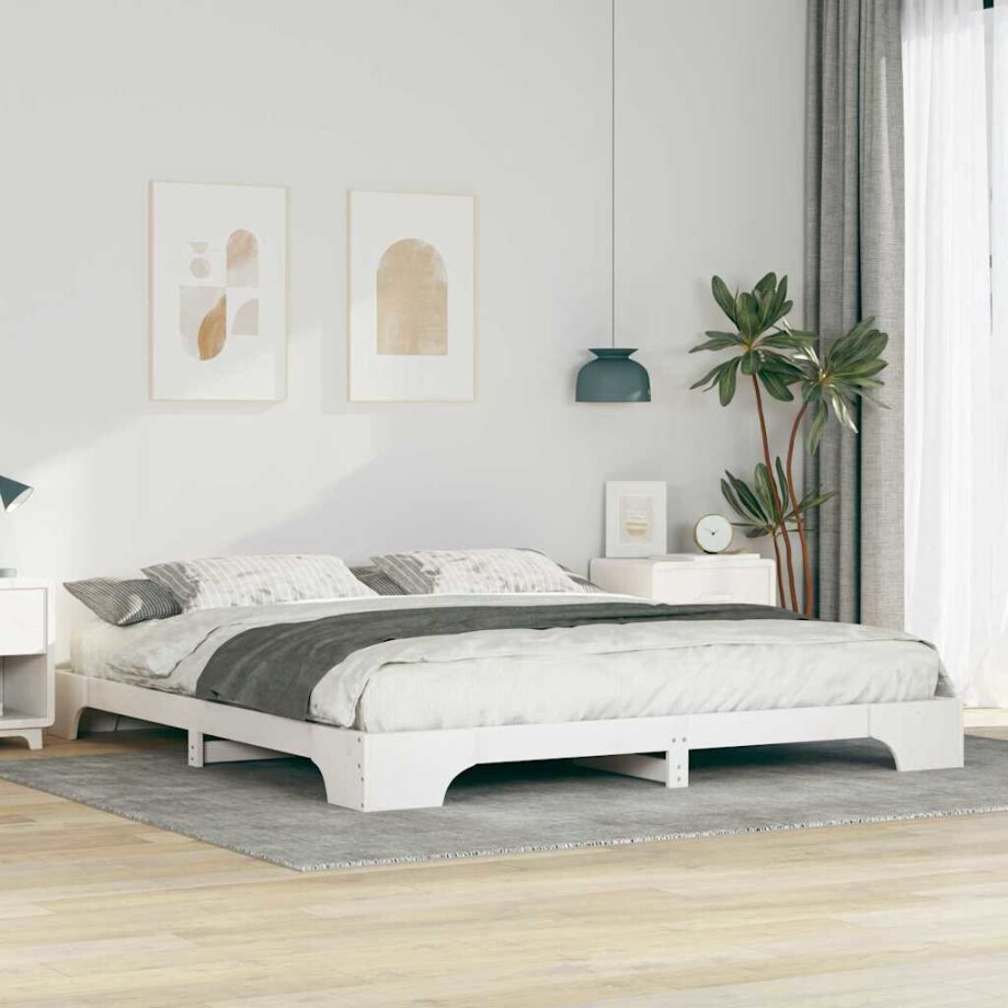 vidaXL Bedframe Wit 180 x 220 cm Massief grenenhout vidaXL Bedframe Wit 180 x 220 cm Massief grenenhout afbeelding 1