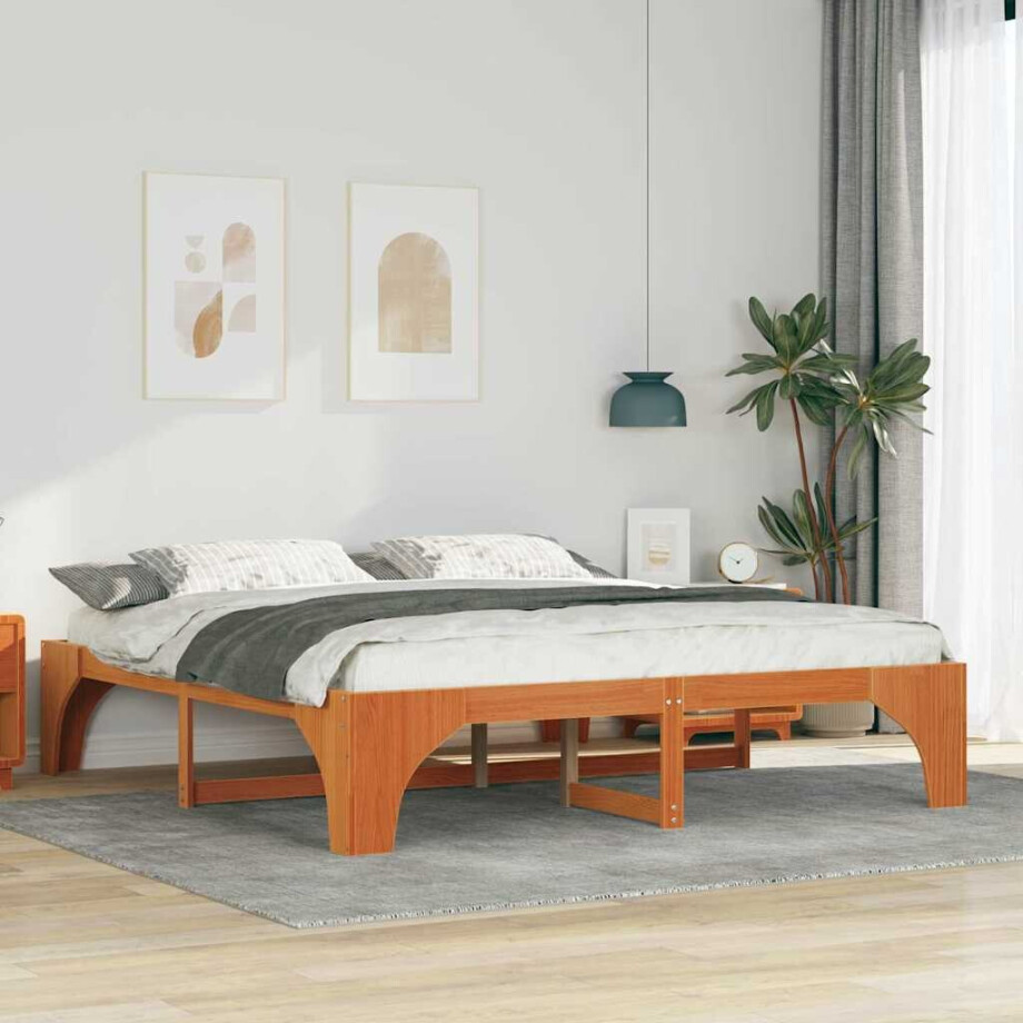 vidaXL Bedframe Bruin 180 x 200 cm Massief grenenhout vidaXL Bedframe Bruin 180 x 200 cm Massief grenenhout afbeelding 1