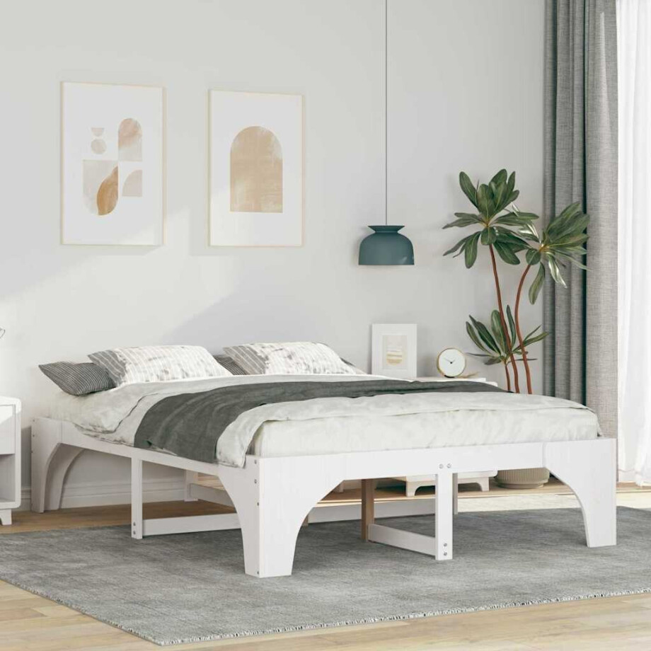 vidaXL Bedframe Wit 140 x 200 cm Massief grenenhout afbeelding 1