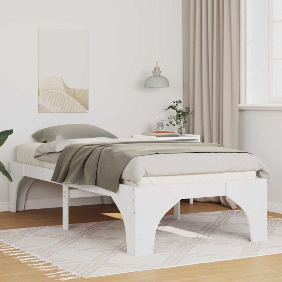 vidaXL Bedframe Wit 80 x 200 cm Massief grenenhout vidaXL Bedframe Wit 80 x 200 cm Massief grenenhout afbeelding 1