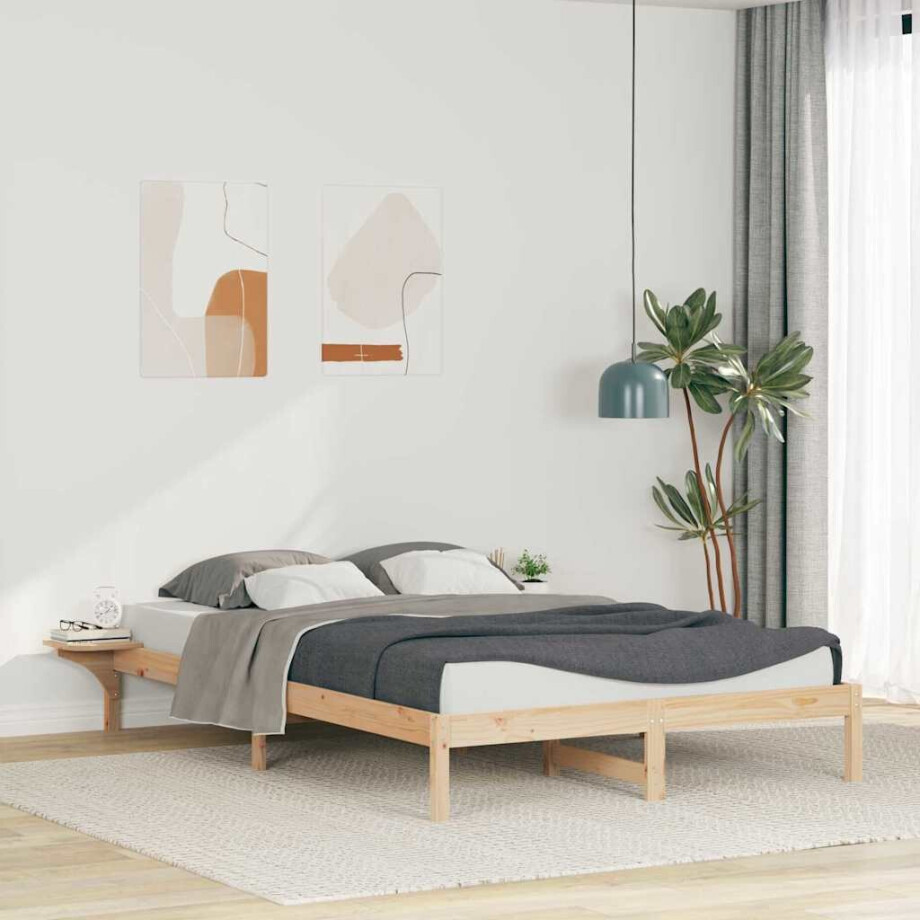 vidaXL Bedframe met Zijtafels Naturel 160 x 210 cm Massief grenenhout vidaXL Bedframe met Zijtafels Naturel 160 x 210 cm Massief grenenhout afbeelding 1