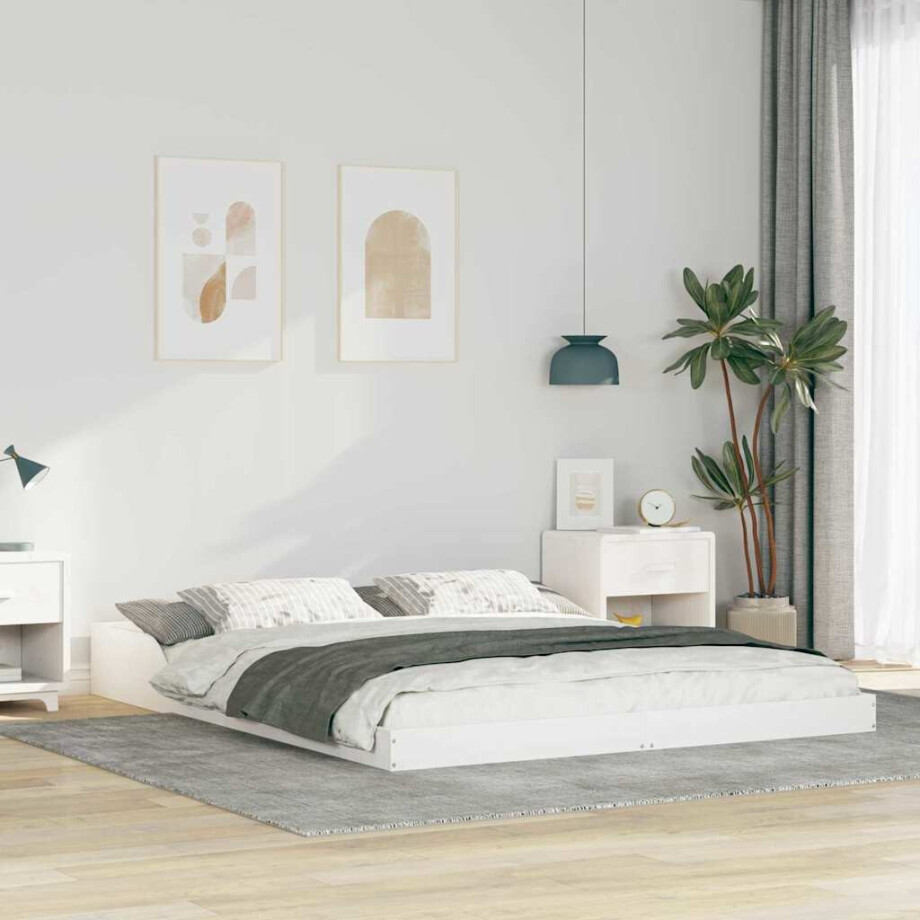 vidaXL Bedframe Wit 140 x 220 cm Massief grenenhout vidaXL Bedframe Wit 140 x 220 cm Massief grenenhout afbeelding 1