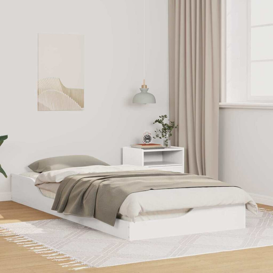 vidaXL Bedframe Wit 90 x 210 cm Massief grenenhout vidaXL Bedframe Wit 90 x 210 cm Massief grenenhout afbeelding 1