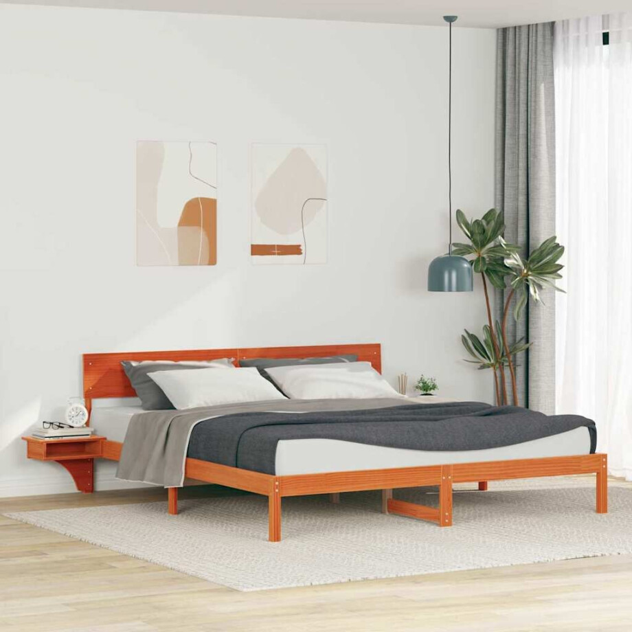 vidaXL Bedframe Wasbruin 180 x 200 cm Massief grenenhout afbeelding 1