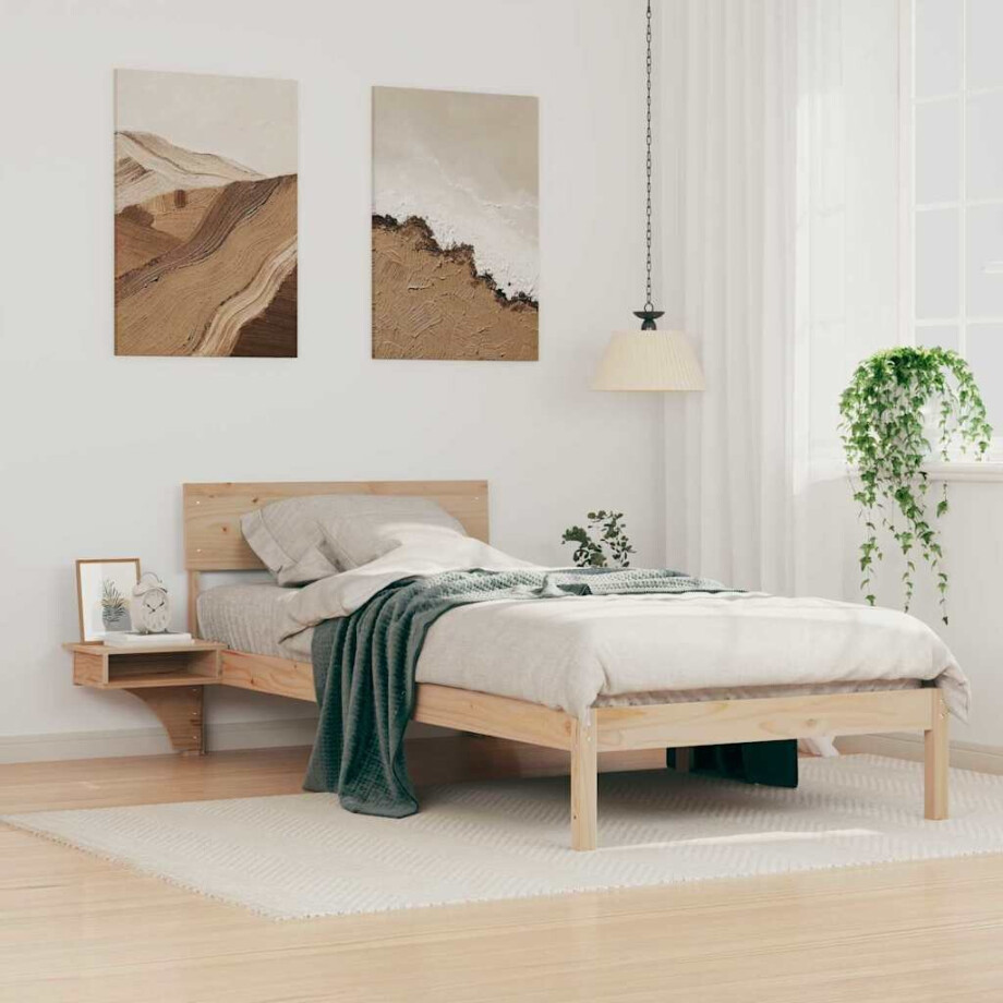 vidaXL Bedframe met hoofdeinde Bruin 100 x 200 cm Massief grenenhout vidaXL Bedframe met hoofdeinde Bruin 100 x 200 cm Massief grenenhout afbeelding 1