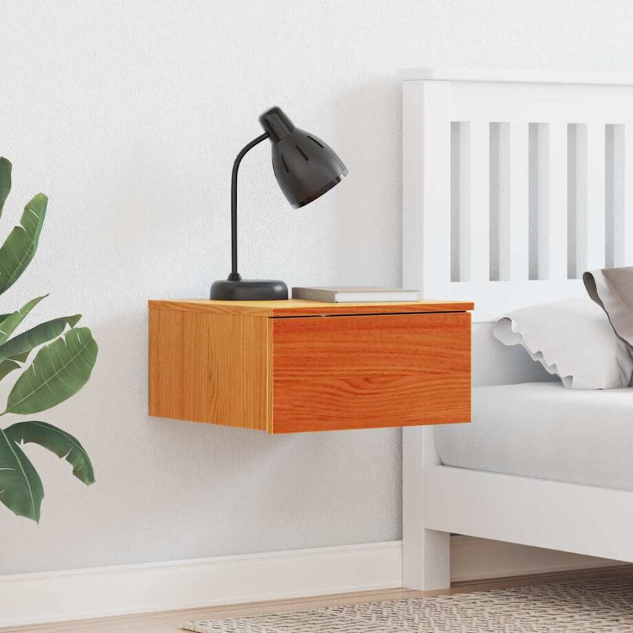 vidaXL Nachtkastje Wasbruin 37 x 35 x 18,5 cm Massief grenenhout afbeelding 1