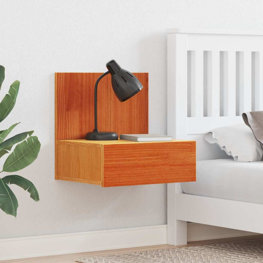 vidaXL Nachtkastje Wasbruin 42 x 32,5 x 40 cm Massief grenenhout afbeelding 1